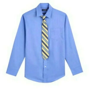 NEW CHAPS Boys 2pc Blue Longsleeve Shirt & Tie Set